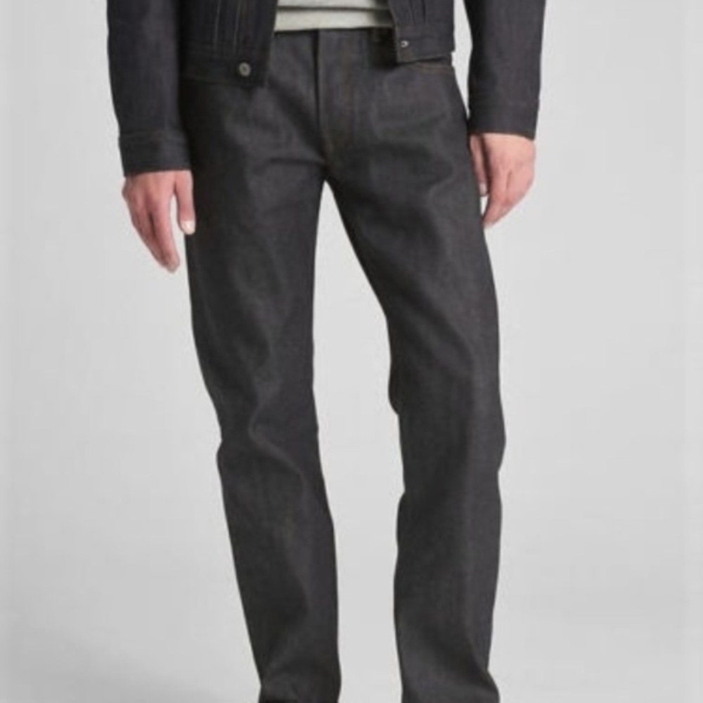 Gap Selvedge Straight Jeans 36/30 Raw Indigo